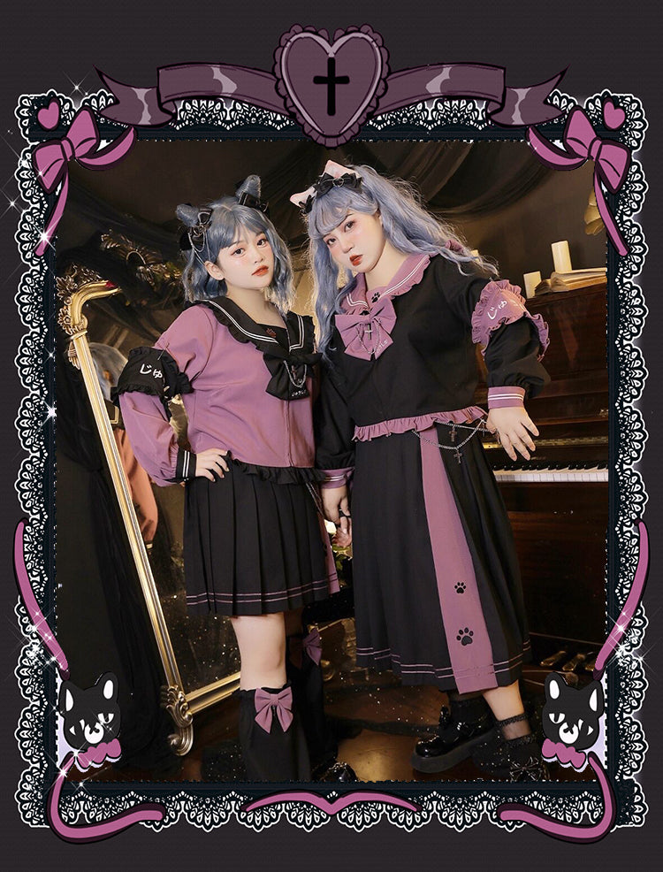 Yingtang~Plus Size Lolita Dress Gothic Lolita JK Dress Set   