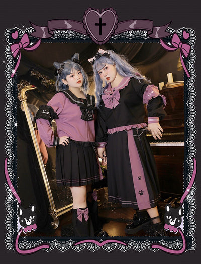 Yingtang~Plus Size Dark-theme JK Lolita Dress Set   