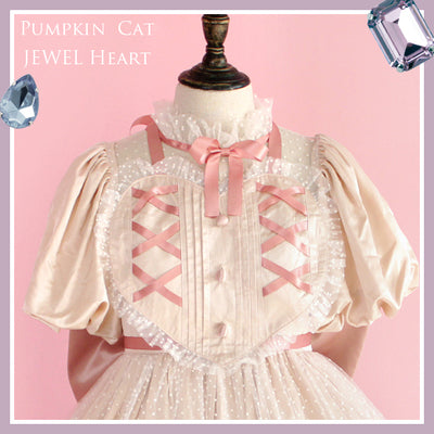 Pumpkin Cat~Jewel Heart~Lolita OP Dress S pink heart apron 