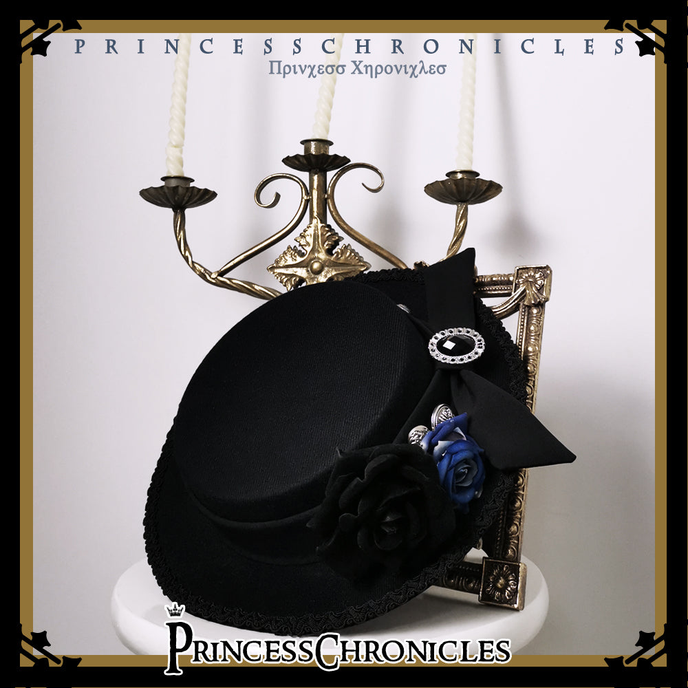 Princess Chronicles~Black and Blue~ Gothic Lolita Ouji Top Hat M (56-58cm) black 