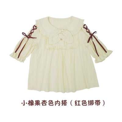 Honey Machine~Small Acorns~Squirrel Lolita Red Winter Dress free size short sleeve blouse 