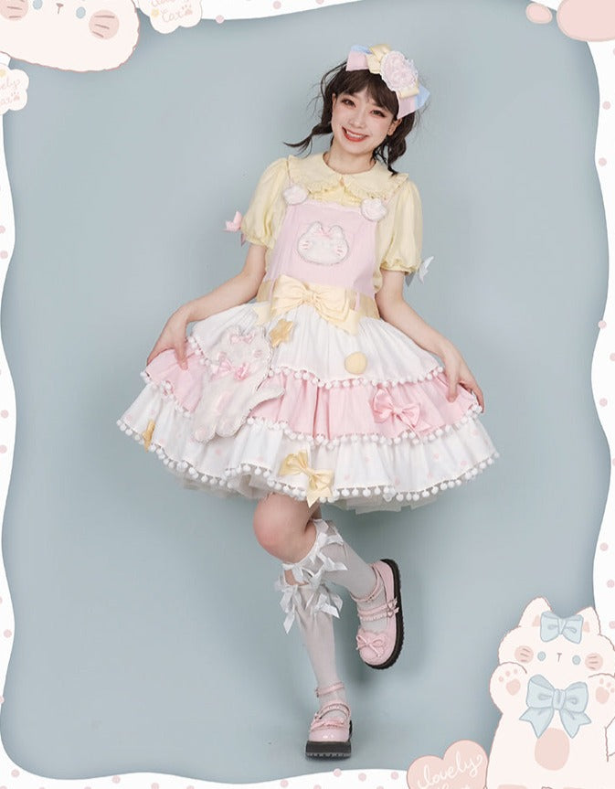 Alice Girl~Candy Cat~Sweet Lolita Dress Lovely Salopette   