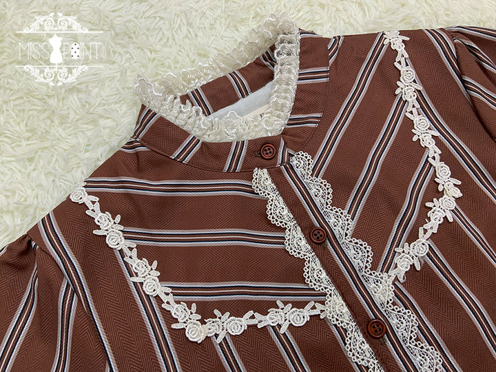 Miss Point~Chocolate Daily Light Sweet Stripe Lolita Blouse   