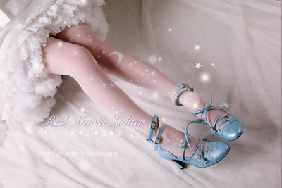 Red Maria~Moon Star Kawaii Lolita Tights   
