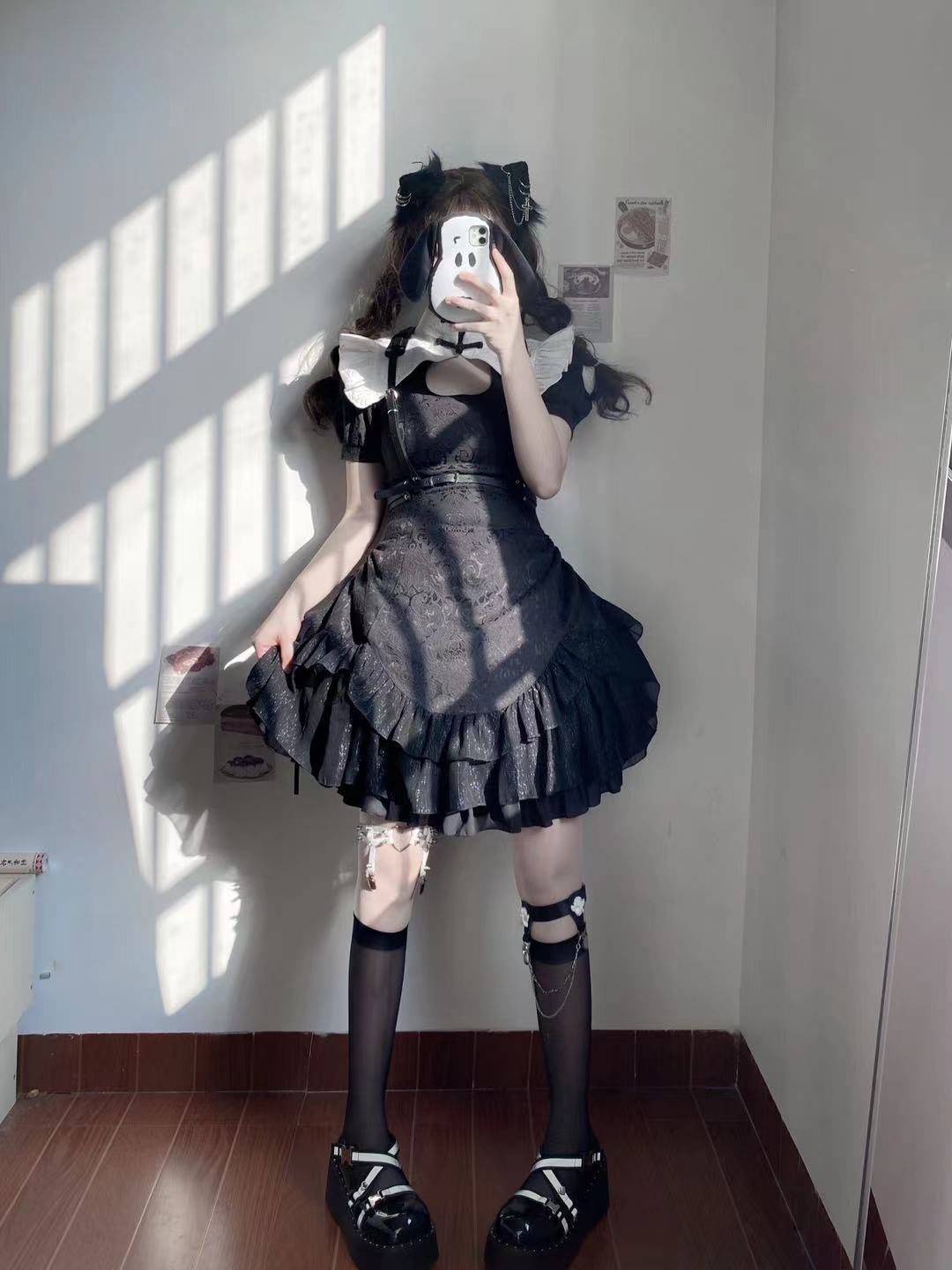YourHighness~Battle Maid Qi Lolita Cheongsam Gothic Dress XS black dress 