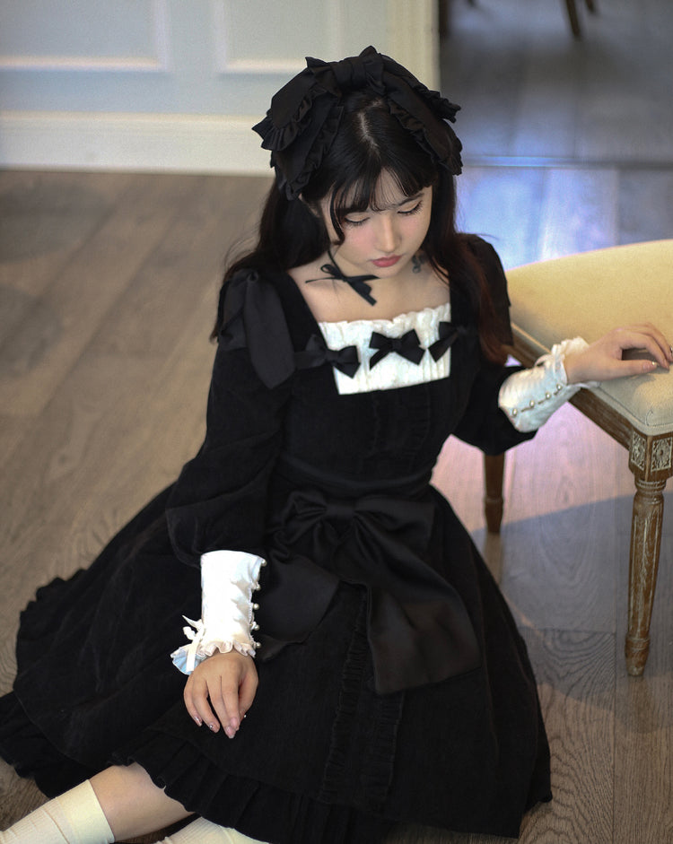Sweet Wood - Annie's Gift - Elegant Velvet Lolita OP Dress S black OP