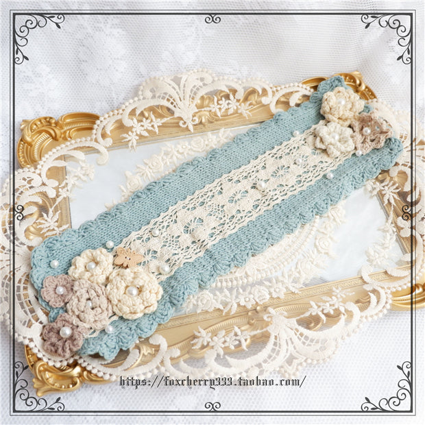 Fox Cherry~Elegant Pastoral Handmade Knitting Flower Hairband Multicolors blue  