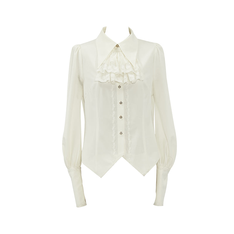 NyaNya~Score Player~Pointed Collar Ouji Lolita Shirt L white 
