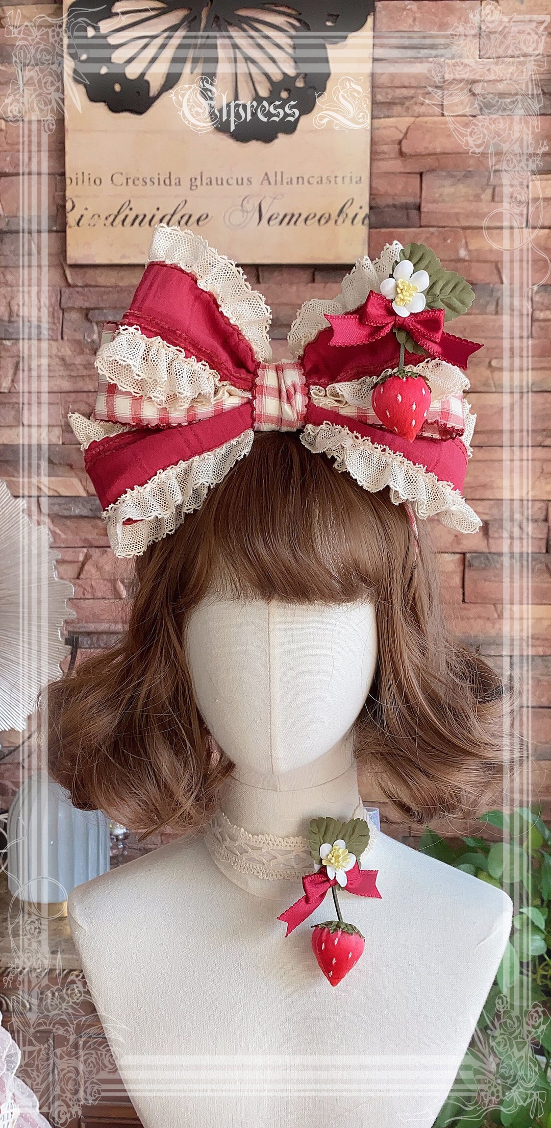 Elpress L~Country Lolita Strawberry BNT KC Choker Accessory berry red KC 