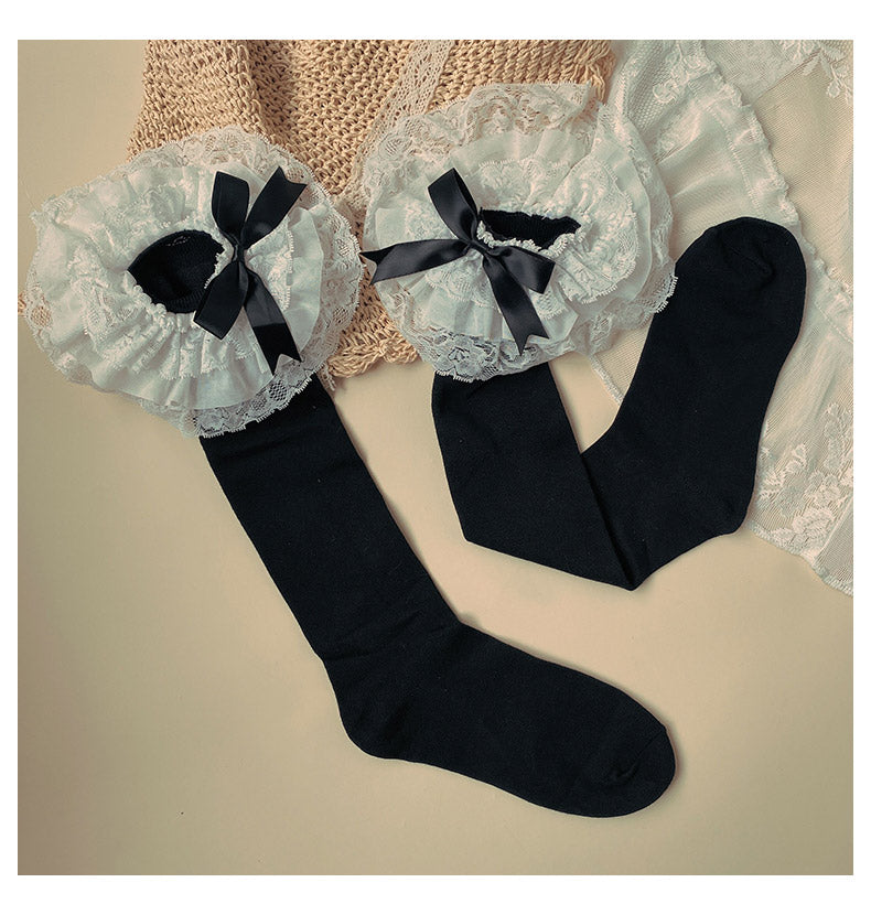 (BuyForMe) Mixiu~Lolita Bow Cotton Socks Lace Socks   