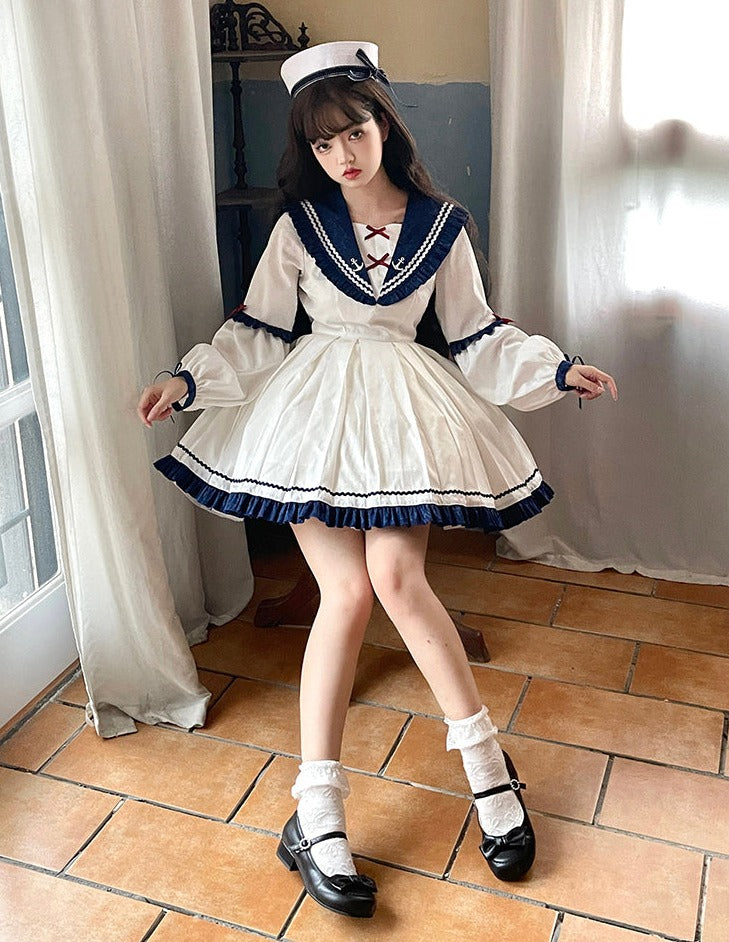 With PUJI~A Letter to Wind~Maid Pleated Sailor Lolita OP   