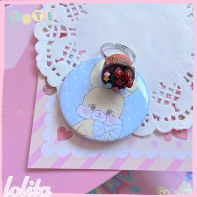 Kawaii Cake Heart Star Strawberry Lolita Rings chocolate cake