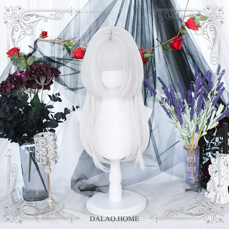 Dalao Home~Lolita Cute 60cm Straight Wig Multicolors free size moonlight white(7-3) 