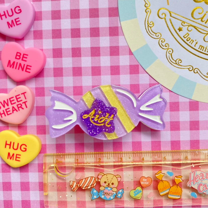 Halloween Alice - Rainbow Candy - Sweet Lolita Ring Hairclip light purple candy hairclip