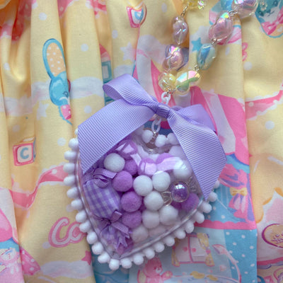 (Buyforme)Bear doll~Sweet Lolita Handmade Necklace Sweater Chain purple heart  