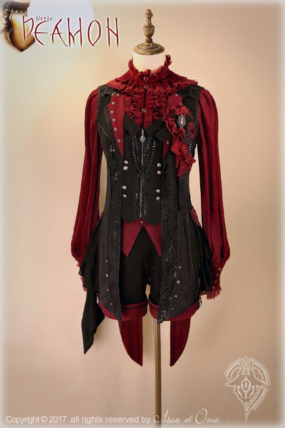 Arca et Ovis~Little Deamon~Ouji Lolita Prince Vest S female black and red 