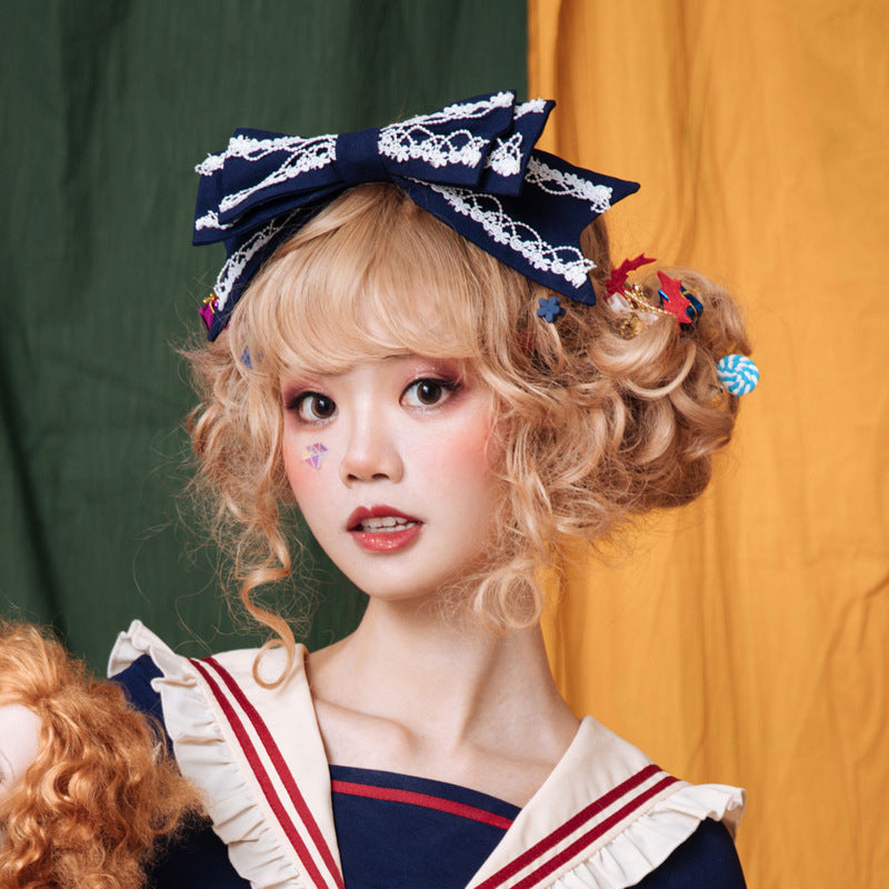 Eieyomi-Sweet Japanese Style Lolita KC Multicolors free size Miss Betty-dark blue 