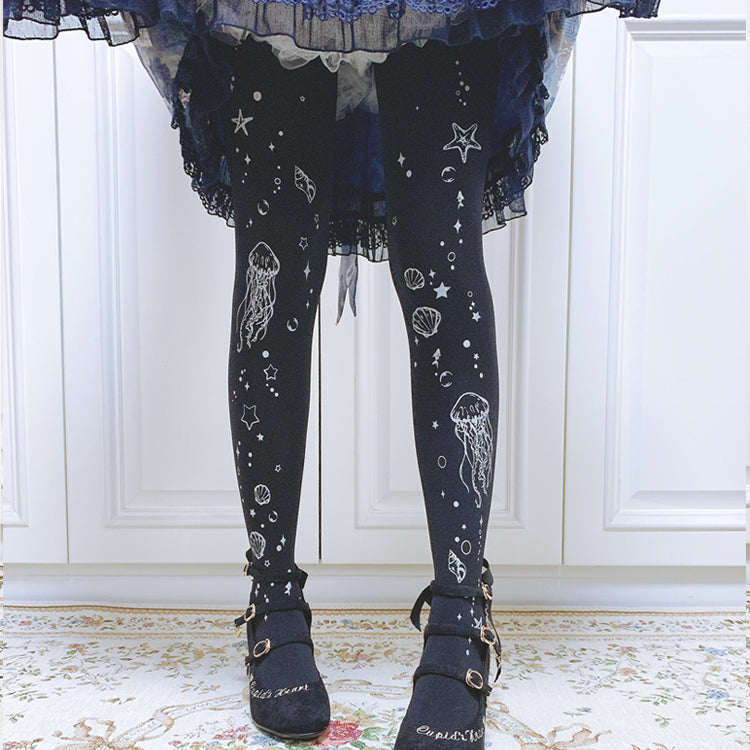 Ruby Rabbit - The Deep Sea Jellyfish 120D Velvet Lolita Tights L Black