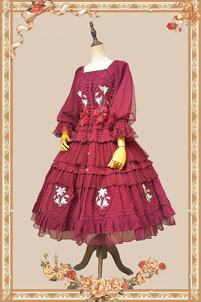 Infanta~Melaleuca Lily~Embroidery Country Lolita Blouse and Skirt   
