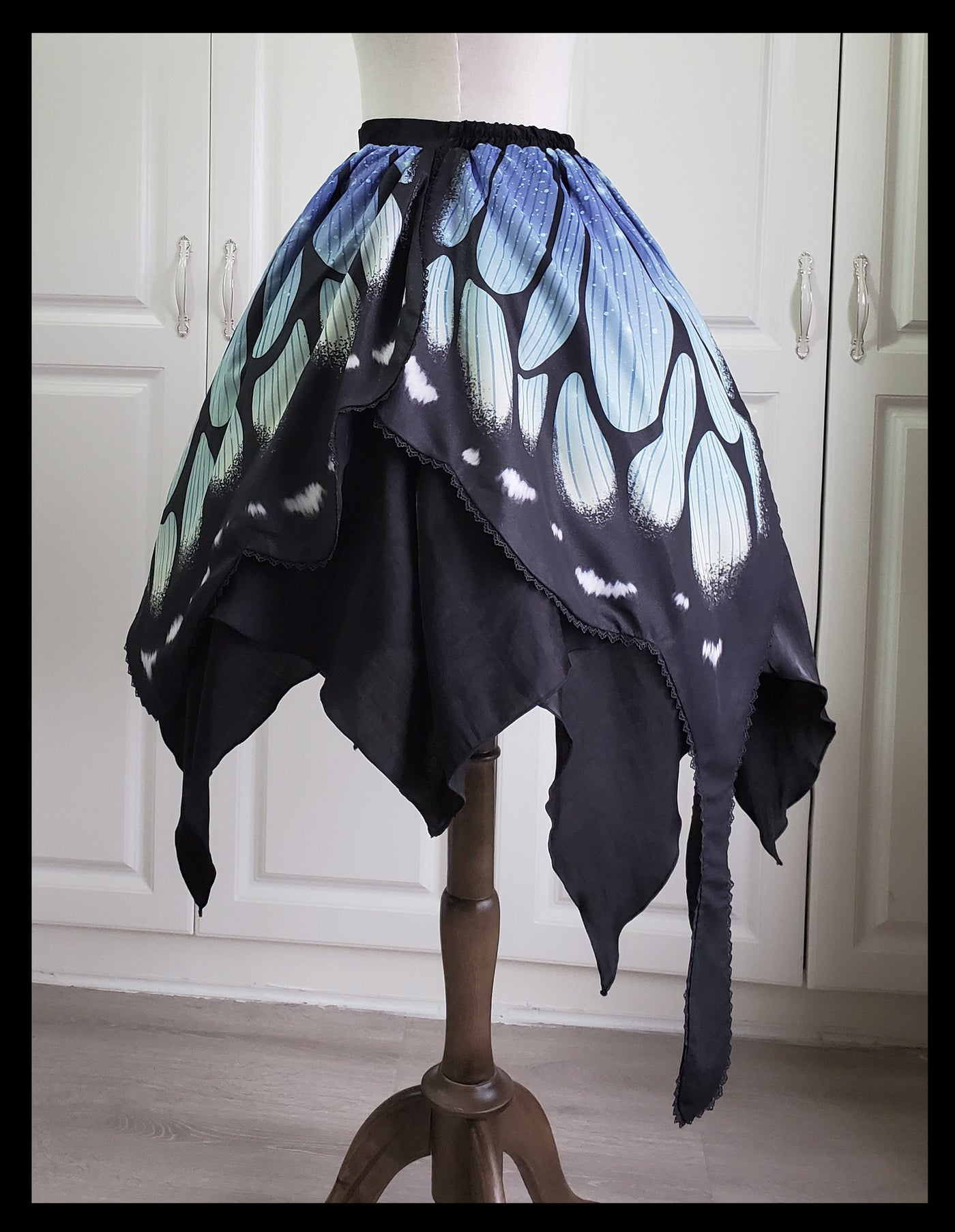 Star Fantasy~The Butterfly Effect Lace-up Punk Skirt Set light blue green normal waist (long version) 