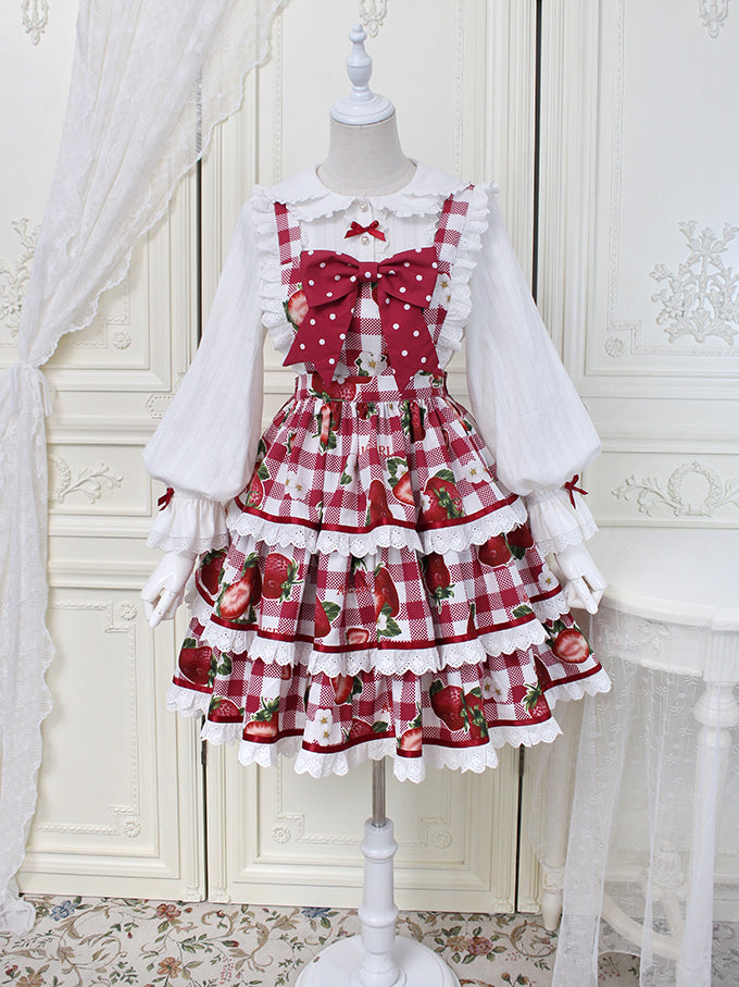 Alice Girl~Sweet Plaid Lolita Salopette Dress   