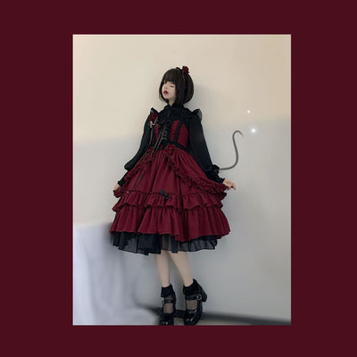 Neverland~The Memoirs of Samuel~Gothic Lolita Dark-theme Red JSK   