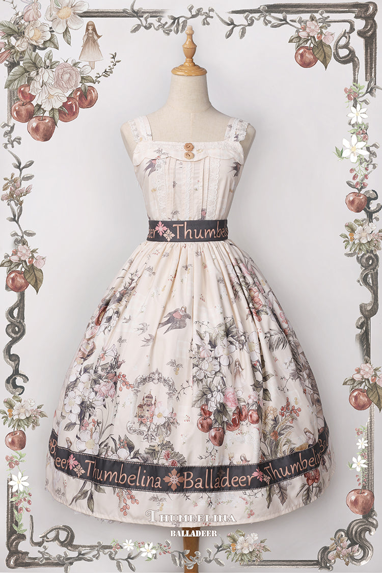 Balladeer~Petal Collar Country Style Lolita JSK Dress S ivory with silk ribbon on hem 