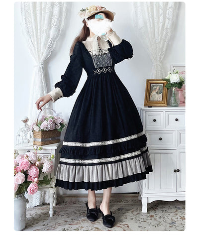 Alice Girl~Vintage Lolita OP Dress~Miss Lya's Jacquard Cotton Dress   
