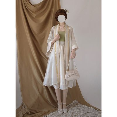 YuanSu~Embroidered Adjustable A-Line Lolita Skirt size 0 apricot 