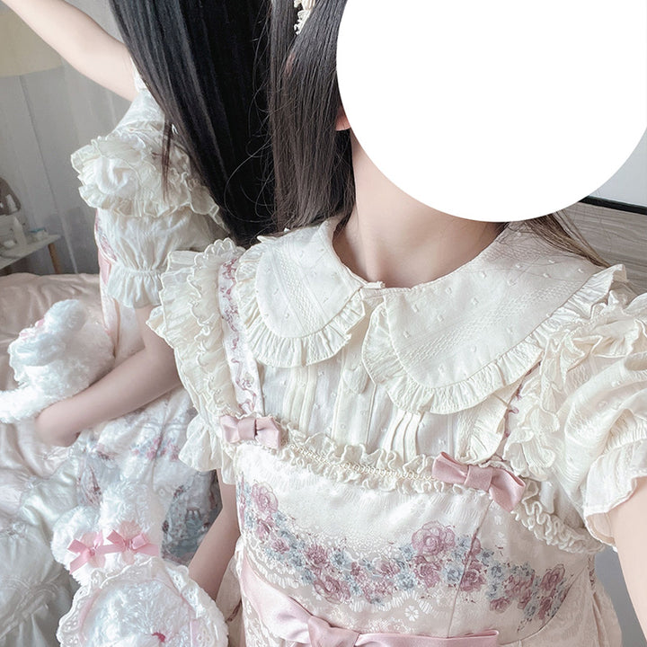 Sakurada Fawn~Plus Size Lolita Shirt Solid Color Short Sleeve Blouse   