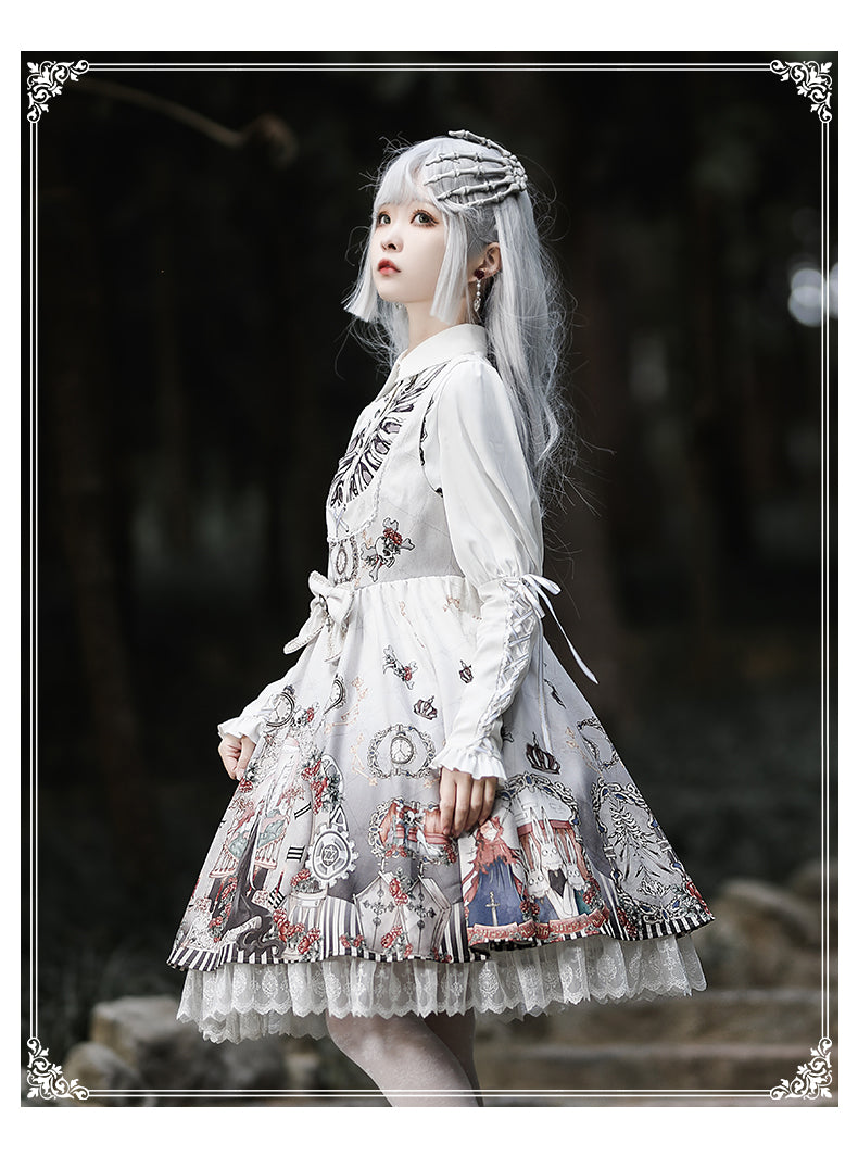 YingLuoFu~Black Fairytale~Gothic Twins Lolita JSK   