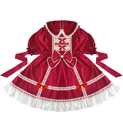 (BuyForMe) Rouroudream~Plus Size Lolita OP Dress Vintage Winter Dress XL short sleeve red 