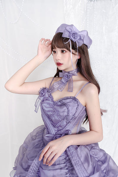 Alice Girl~Knitting Heart~Lolita Accessory Luxury Glossy Lolita Beret   