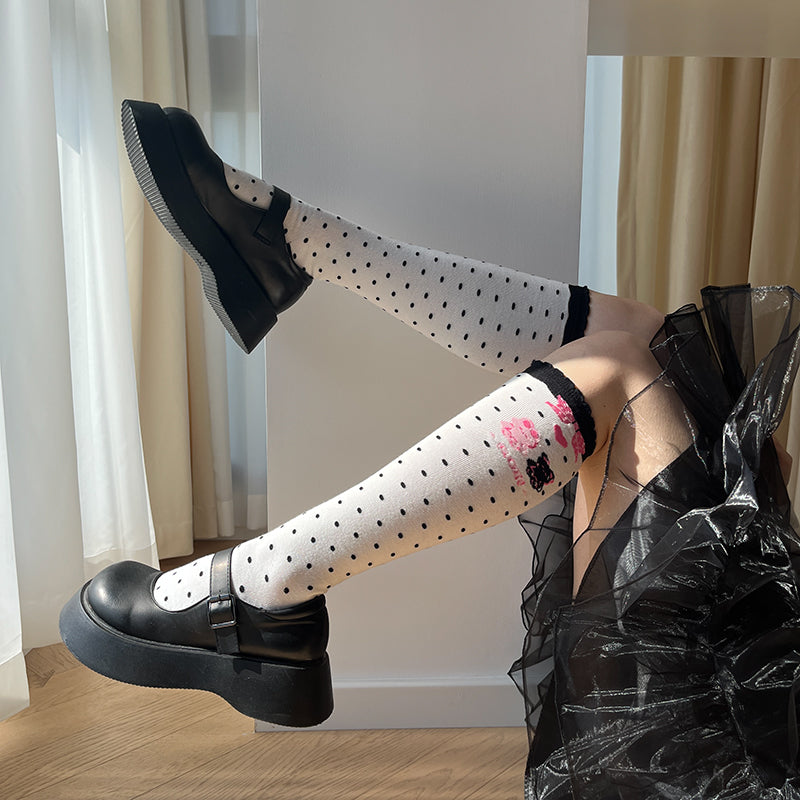 Roji roji~Bear Bunny Cotton Lolita Calf Socks calf socks black 
