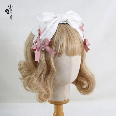 Xiaogui~Four O'clock Flower~Cotton Doll-like Lolita Headdress white and pink toothed headband  