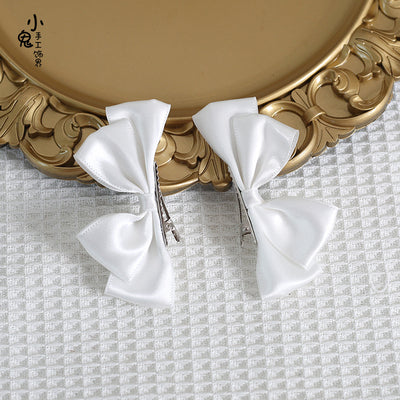 Xiaogui - Sweet Lolita Ponytail Lolita Bow Hair Clips white