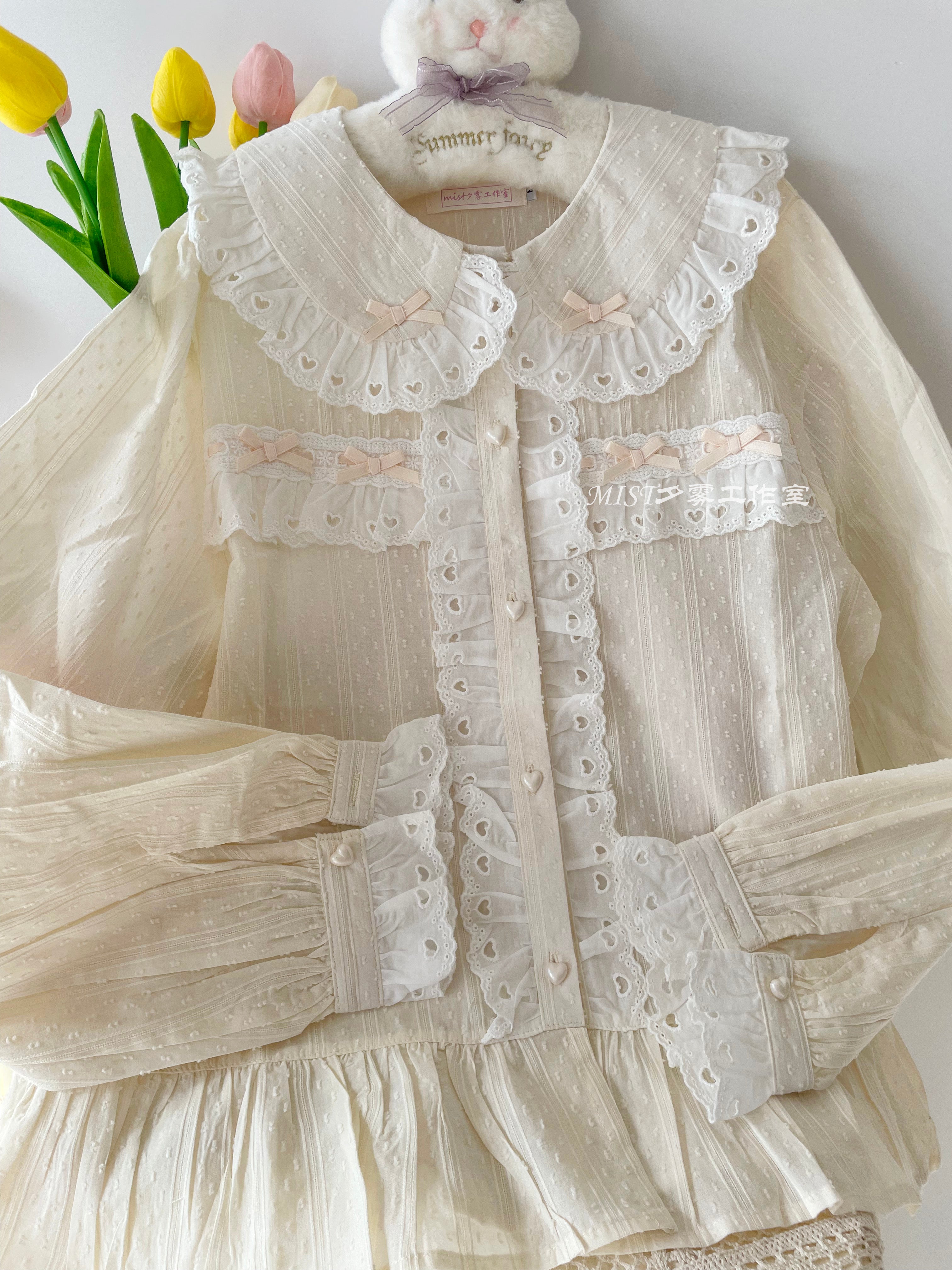 MIST - Sweet Lolita Blouse Doll Collar Multicolor S beige