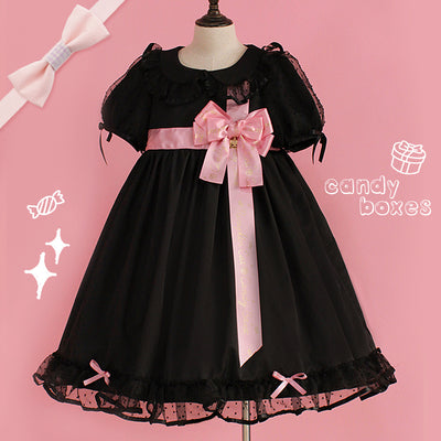 Pumpkin Cat~Candy Boxes Sweet Lolita OP Dress S balck with pink silk ribbon 