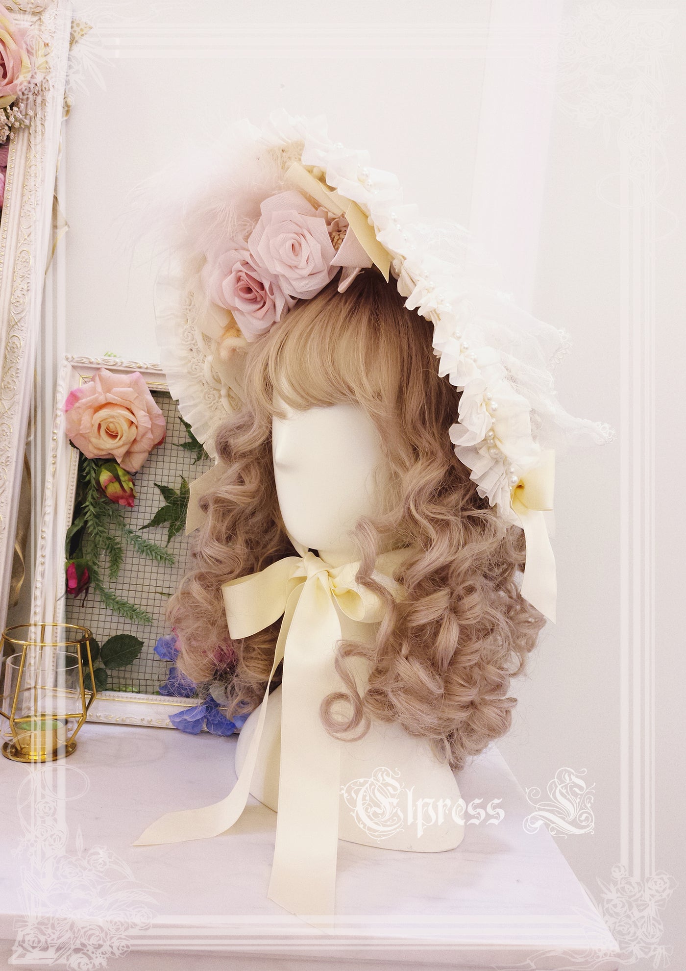 Elpress L～Wedding Lolita Floral Headdress BNT Veil white BNT 