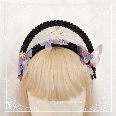 Fox Cherry~Gothic Lolita Butterfly Vintage Gauze Headdress   