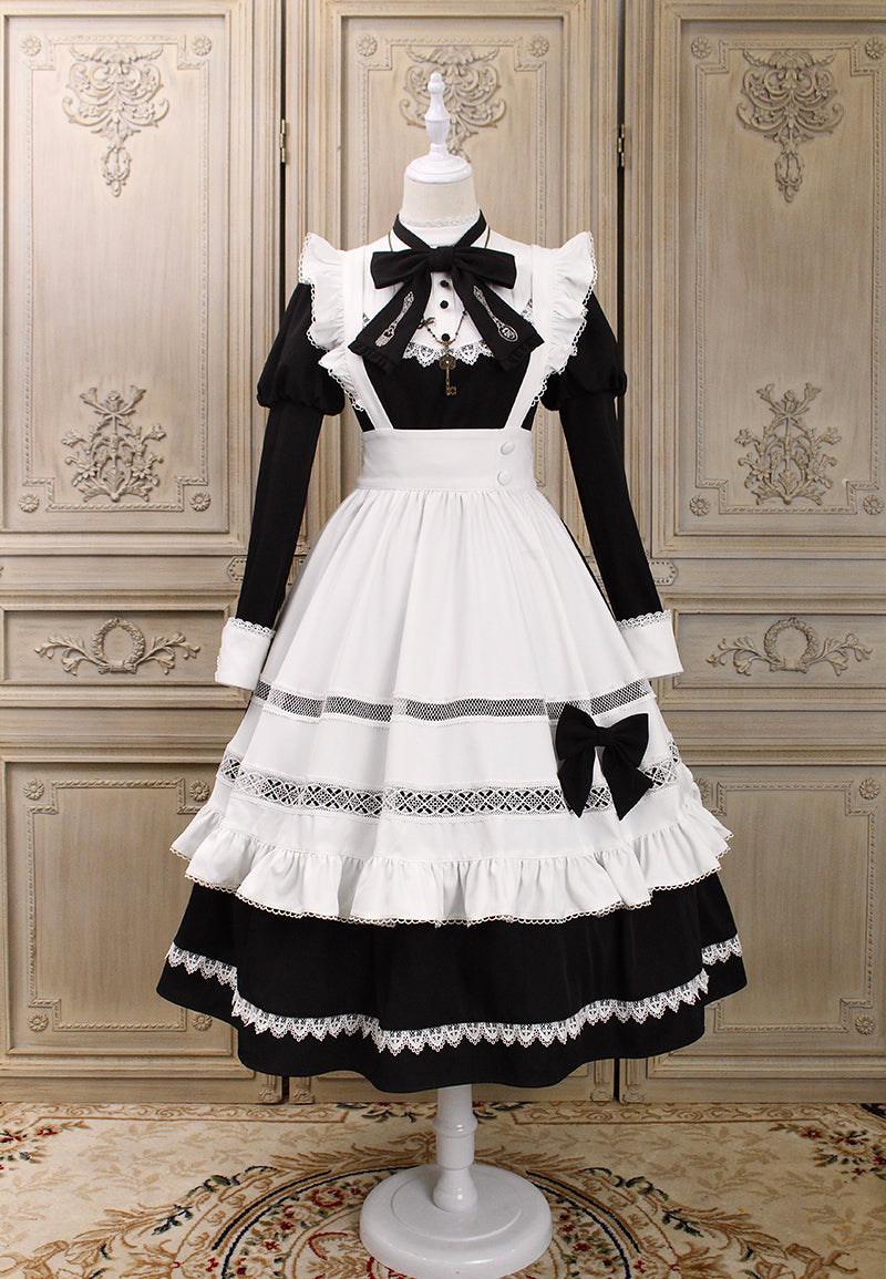 Alice Girl~Aili Housekeeper~Vintage Maid Lolita OP Dress S OP(long version)+apron(long version) 