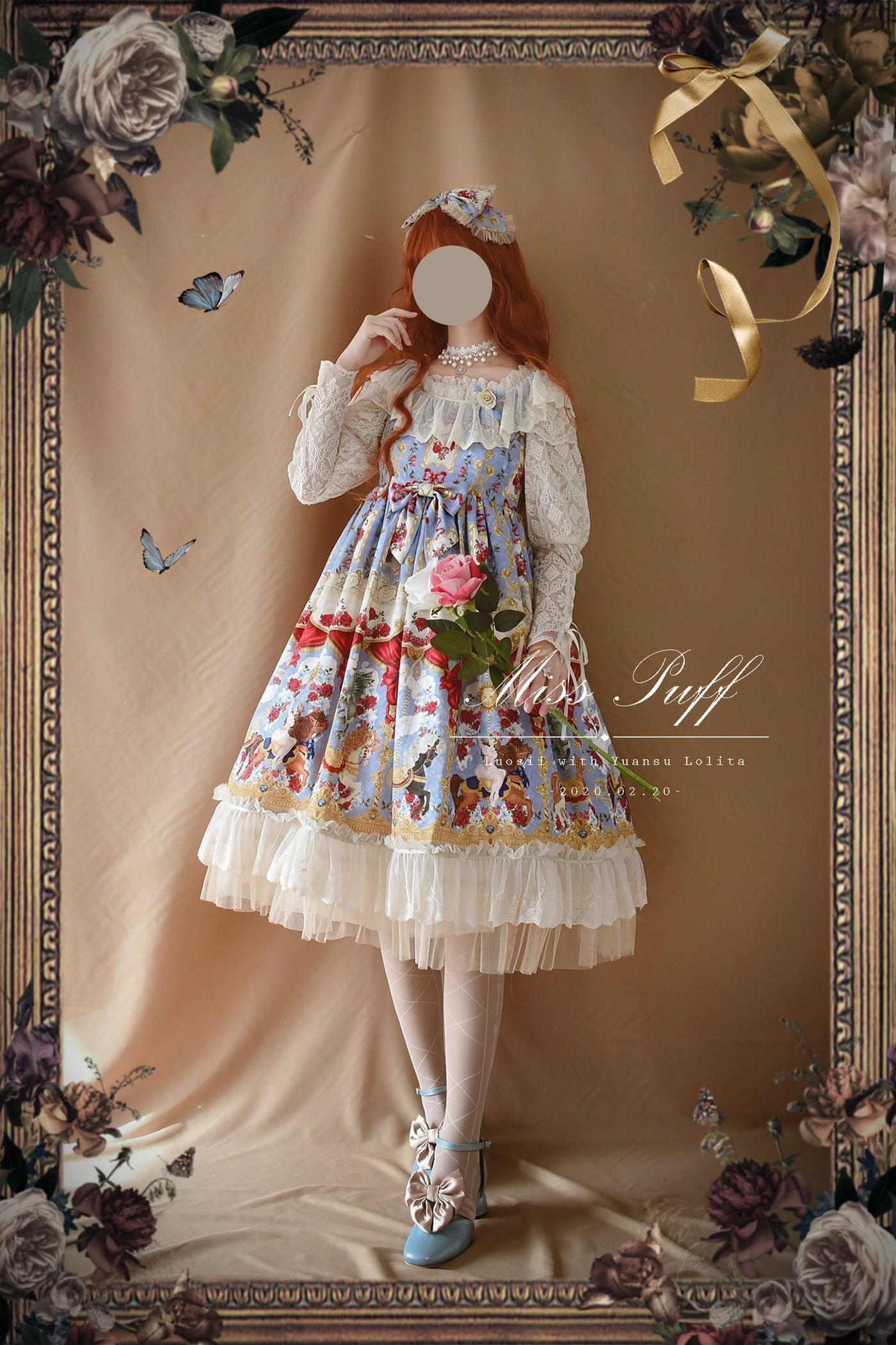 YuanSu~Miss Puff~Open-Shoulder Lace Lolita Blouse   