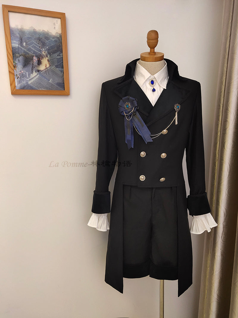 La Pomme~Double Breasted Custom Sizing Ouji Lolita Overcoat S black 