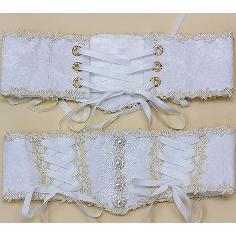 NanShengGe - Plus Size Lolita Lace Corset S white