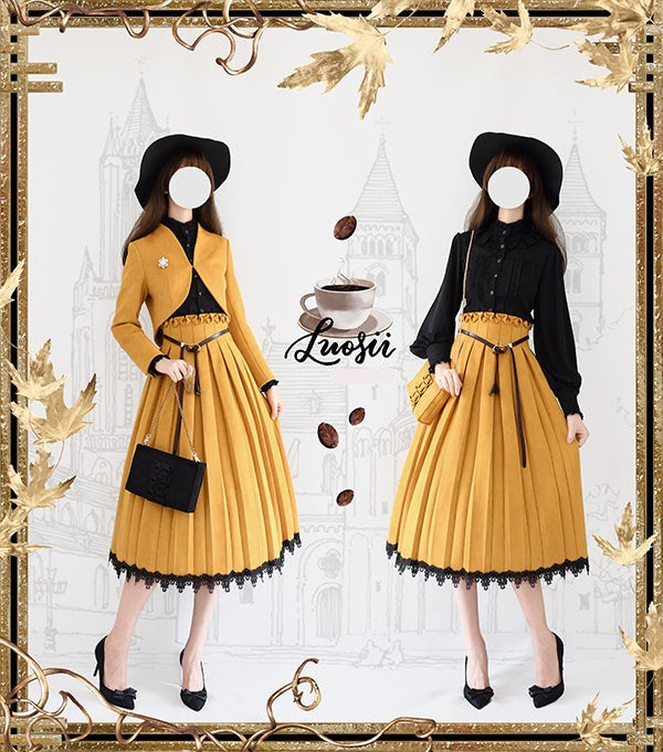 Sentaro~Warm Tea~Elegant Swallow Tail Lolita Short Coat   