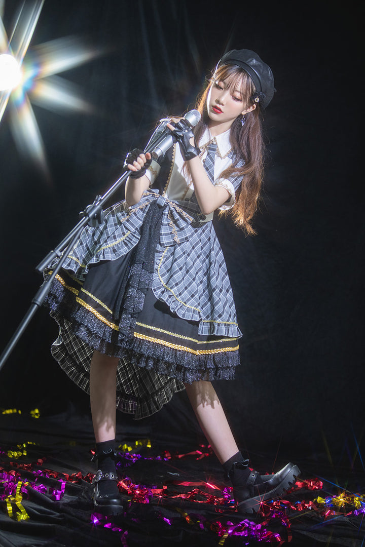 YourHighness~Idol Project~Idol Lolita Fashion Plaid Suit OP   