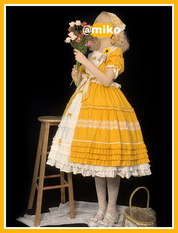 Alice Girl~Sunflower~Cotton Sweet Lolita OP Dress   