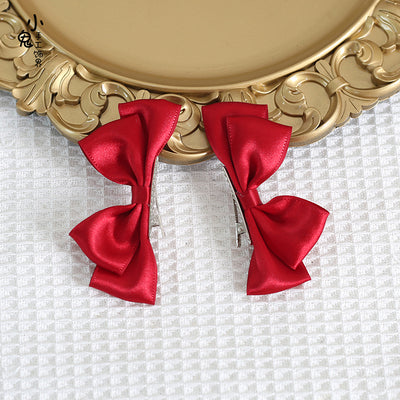 Xiaogui~Sweet Lolita Ponytail Lolita Bow Hair Clips red  