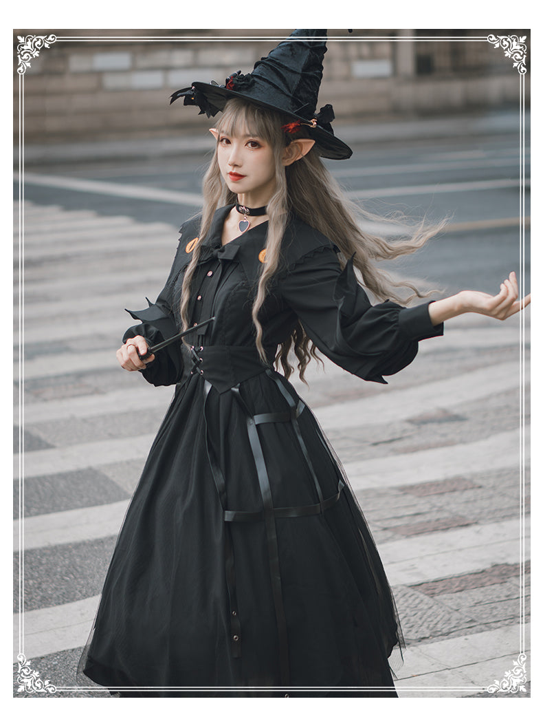 YingLuoFu~Cat Eyes~Gothic Lolita Halloween OP   