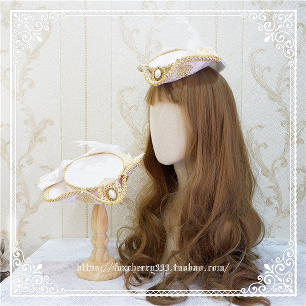 Fox Cherry-Lolita Palace Retro Gorgeous Feather Top Hat
